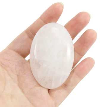 Oval White Crystal Hand-Held Piece Natural Crystal Raw Stone Stress-Relief Wenwan Energy-Purifying Stone Ornament