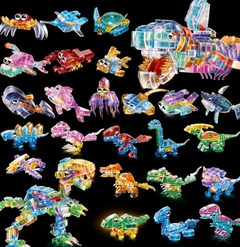 Children's Transparent Ocean Animal Building Blocks - Educational DIY Assembly Model Toy for Ages 3-6