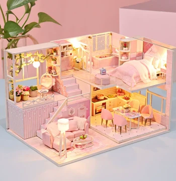 DIY Miniature House: Handcrafted Girly Small House Model, Artistic Villa Toy, Birthday Gift for Girls
