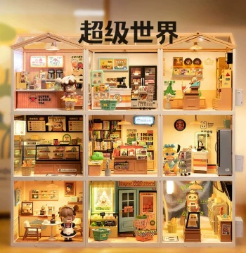 Rolife Super World Store Building Block Set - DIY Miniature House Model Toy, Birthday Gift for Kids