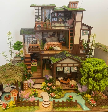 Chinese Style DIY Miniature House: Bamboo Spring Courtyard Villa, Hand-Assembled Architectural Model Toy, Gift for Girls