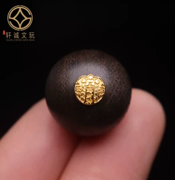 Original S925 Silver Gold-Plated Natural Kynam Agarwood Inlay, Five Roads of Wealth God Round Beads, Loose Beads for DIY Accessories