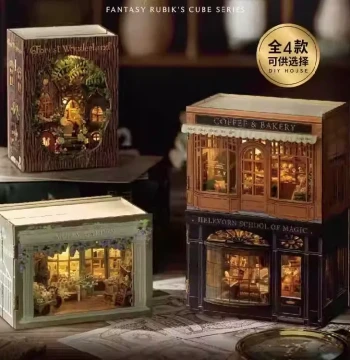 Hand-Assembled Fantasy Cube Series Flip-Page DIY Mini House Creative Gift Wooden Model