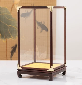 Custom Redwood Glass Display Case for Vases, Wine Bottles, Buddha Statues, Antiques, and Crafts - Transparent Dust-Proof Showcase