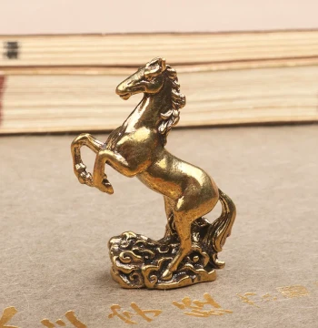 Antique Brass Zodiac Horse Figurine - Mini Tea Pet, Handcrafted Creative Ornament for Collectors