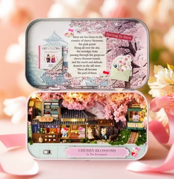 Zhiquwu DIY Miniature House Tin Box Series: Box Theater Sakura Realm, Assembled Architectural Model Toy, Gift for Girls