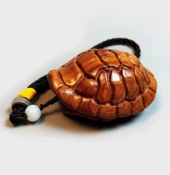 Huanghuali Wood Hand Piece Wealth Under Heaven Wenwan Wood Carving Turtle Shell Ornament Wealth Everywhere Portable Play Piece Pendant
