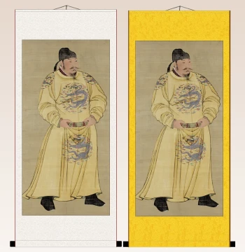 Portrait of Emperor Taizong Li Shimin, Posthumously Honored as 'The Greatly Civil, Martial, Sage, and Filial Emperor' – Silk Scroll Painting, Professionally Mounted