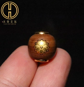 Sterling Silver S925 Natural Agarwood Inlaid Lotus Barrel Bead Spacer Loose Beads Bodhi Bracelet DIY Accessories