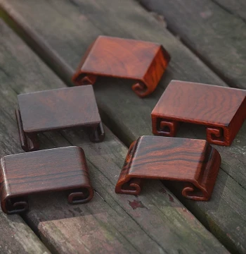 Wooden Stand for Jade Rings and Collectible Jewelry - Red Sandalwood Feng Shui Ornament, Solid Wood Scroll Base and Ink Rest