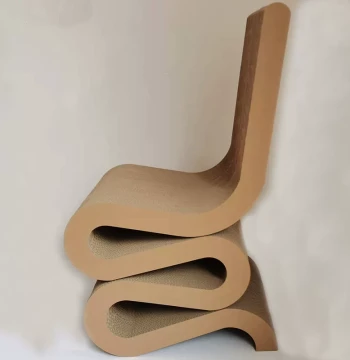 Corrugated Paper S-Shaped Backrest Chair - Modern Art Furniture Decor for Showrooms and Homes