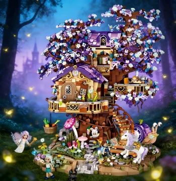 Starry Sky Elf Treehouse Children's Assembly Toy High-Difficulty Building Block Model Display Girl's Birthday Gift