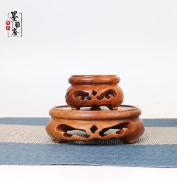 Solid Wood Round Base Stand for Porcelain, Tea Cups, Jade Carvings, and Incense Burners