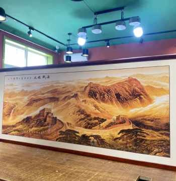 Hand-Painted Great Wall Backing Mountain Map Office Decorative Painting New Chinese Style Living Room Traditional Landscape Painting Framed Free Shipping