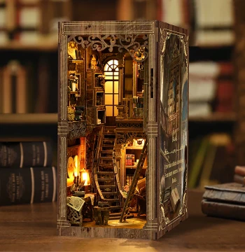 Ancient Book Collection Room Bookend Wooden Assembly Architectural Model 3D Puzzle DIY Cottage Handmade House