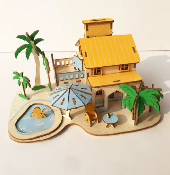 3D Wooden Puzzle House Model for Kids – DIY Assembly Villa Toy for Girls
