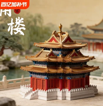 Forbidden City Corner Tower Mortise and Tenon Building Blocks Chinese Style 3D Puzzle Architectural Model Educational Assembly Toy Gift for Boys