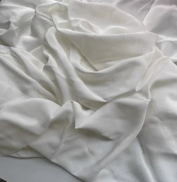Pure White Raw Silk Double Crepe 100% Mulberry Silk Fabric for Shirts and Linings - Sold by Piece