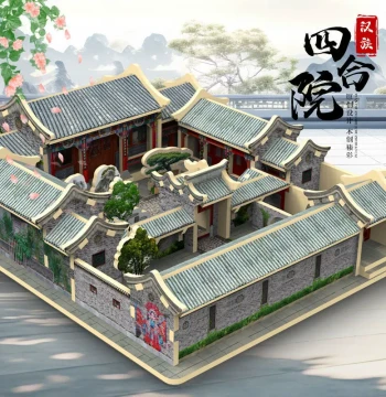Di Ai Wang Handmade Beijing Siheyuan Ancient Architecture Model 3D Building Blocks Stereo Assembly Wooden Traditional Folk House