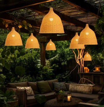 Rattan Art Pendant Light - Creative Retro Lantern for Restaurants, Homestays, and Outdoor Tree Hanging (Waterproof)