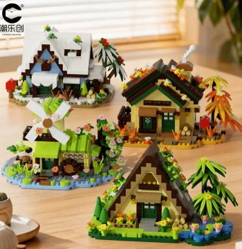 Chaolechuang Four Seasons Cottage Building Block Small House Model Assembly Educational Toy Architecture Villa Boy's Birthday Gift