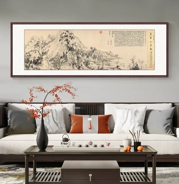 Dwelling in the Fuchun Mountains Chinese Ink Landscape Painting Office Hanging Art New Chinese Style Living Room Background Wall Decor Mural