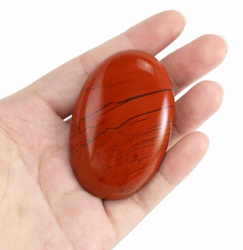 Oval Red Jasper Hand-Held Stone, Natural Red Jasper Raw Stone, Stress-Relief Collectible for Palming, Red Stone Ornament