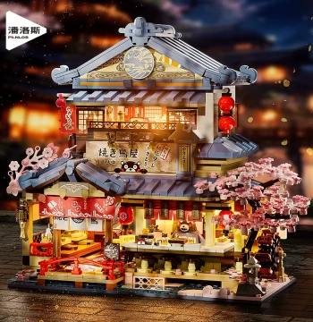 Panlos Kumamon Yakitori Izakaya Building Blocks Japanese Street Scene Model Assembly Ornament Gift for Women