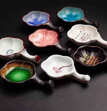 Ceramic Ink Saucer Butterfly Small Brush Rest Ink Pool Calligraphy Ink Water Dish Brush Holder Ink Tray Ink Box Brush Washer Inkstone Ancient Style Multi-functional Brush Licker for Students and Beginners - Four Treasures of the Study, Practice Writing, P