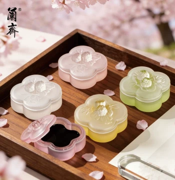 Girls' Calligraphy Ink Box & Palette Set - Hotpot Style Inkstone with Lid, Moisture-Retaining Ink Pool, Glass Brush Rest, Beginner Gift