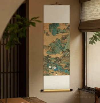 Custom Chinese Characteristic Gift for Going Abroad New Chinese Style Painting Entrance Decor Silk Scroll Living Room Wall Art Gift Box