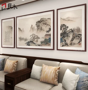 New Chinese Style Living Room Decorative Painting, Landscape Scenery Art for Sofa Background Wall, High-End Triptych Traditional Chinese Mural