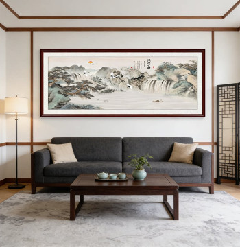 2026 New Flowing Water Wealth Mountain Landscape Painting for Living Room Sofa Background Wall and Office Decor