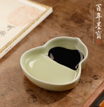 Small Calligraphy Ink Stone and Ceramic Ink Dish - Multifunctional Four Treasures of the Study with Brush Rest, Ink Pool, Water Dish, and Palette for Beginners