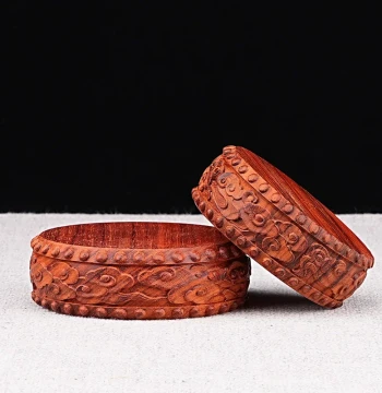 Redwood Solid Rosewood Circular Lotus Base for Vases, Flower Pots, Bonsai, Craftsmanship, Wenwan Ornaments, and Incense Burner Stand