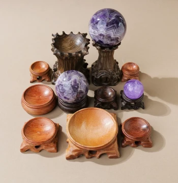 Crystal Ball Base - Solid Wood Sphere Stand for Crafts, Collectible Walnuts, Rosewood Spherical Egg Carvings, and Display Ornaments
