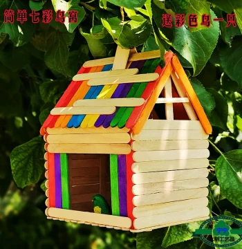Popsicle Stick DIY Craft Kit - Creative Birdhouse Model for Kindergarten Educational Activities