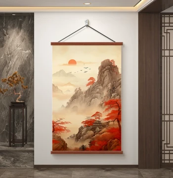 'Great Fortune' Landscape Painting for Entryway, New Chinese Style Living Room Sofa Background Wall Art, Study and Tea Room Traditional Painting