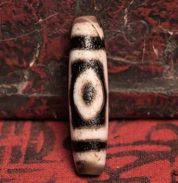 Tibetan Practice [Black and White Jadeized Three-Eyed Dzi Bead] Comparable to Millennium Quality One Item Per Image Awaiting Affinity