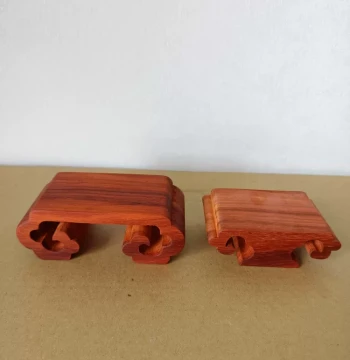Red Sandalwood Solid Base Set of Two for Small Ornaments, Rocks, or Teacups, Natural Finish, Unlacquered, Free Shipping