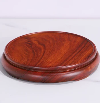 Red Sandalwood Ornament Base: Solid Wood Round Stand for Antique Vases, Flower Pots, Buddha Statues, Cultural Artifacts, and Odd Stones