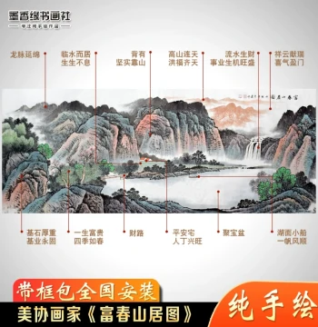 Hand-Painted 'Dwelling in the Fuchun Mountains' Chinese Landscape Painting - Authentic Scroll for Living Room Decor (Frame Optional)