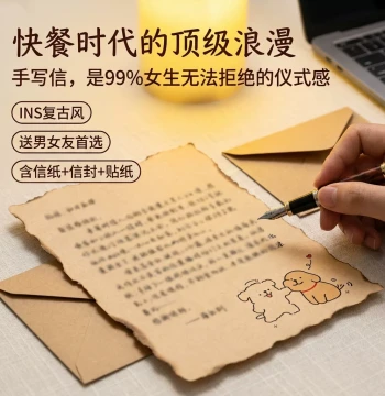 Cute Puppy Thickened Envelope and Letter Paper Set, Premium Romantic Handwritten Greeting Card with Birthday Wishes, Ritualistic Gift for Boyfriend/Girlfriend, Instagram-Style Love Letter, Customizable E1