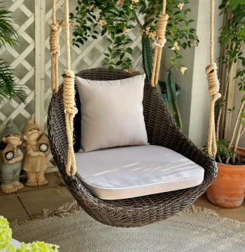 Balcony Hanging Basket Indoor Swing Chair - Outdoor Patio Rocking Chair, Home Suspended Trendy Rattan Seat for Farmhouse Courtyards