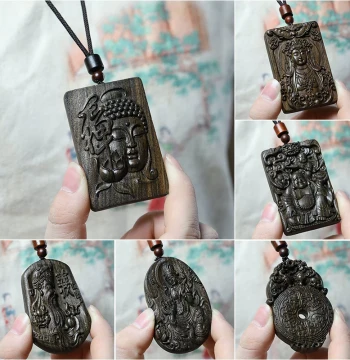 Carved Agarwood 461 Single-Sided Guanyin Bodhisattva Pendant, Men's Chinese Style Handheld Ornament