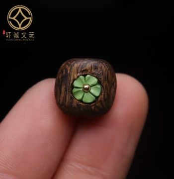 Original S925 Silver Gold-Plated Natural Agarwood Inlaid with Turquoise Barrel Beads for DIY Jewelry Making