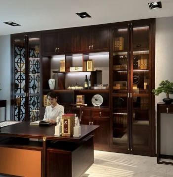 Banmo Modern New Chinese Style Whole-House Custom Furniture Design, Home Study Bookcase with Custom Dimensions