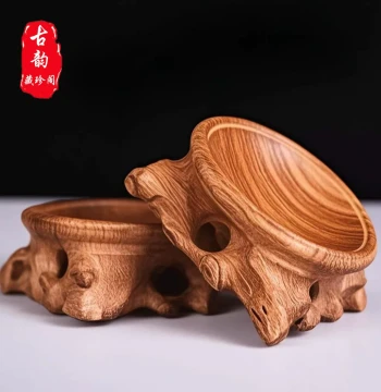 Solid Wood Stand for Gourds and Crystal Balls - Decorative Tray for Ornaments and Crafts