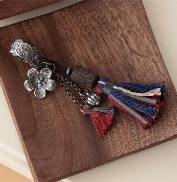 925 Silver Large Flower Dangle Beads Paired with Agarwood Stump DIY Accessories, Fashionable Spacer Beads for Prayer Bracelets
