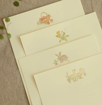 Korean paperian Premium Vintage Letter Paper & Envelope Set - Elegant Gold-Foil Design for Couples and Friends